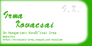 irma kovacsai business card